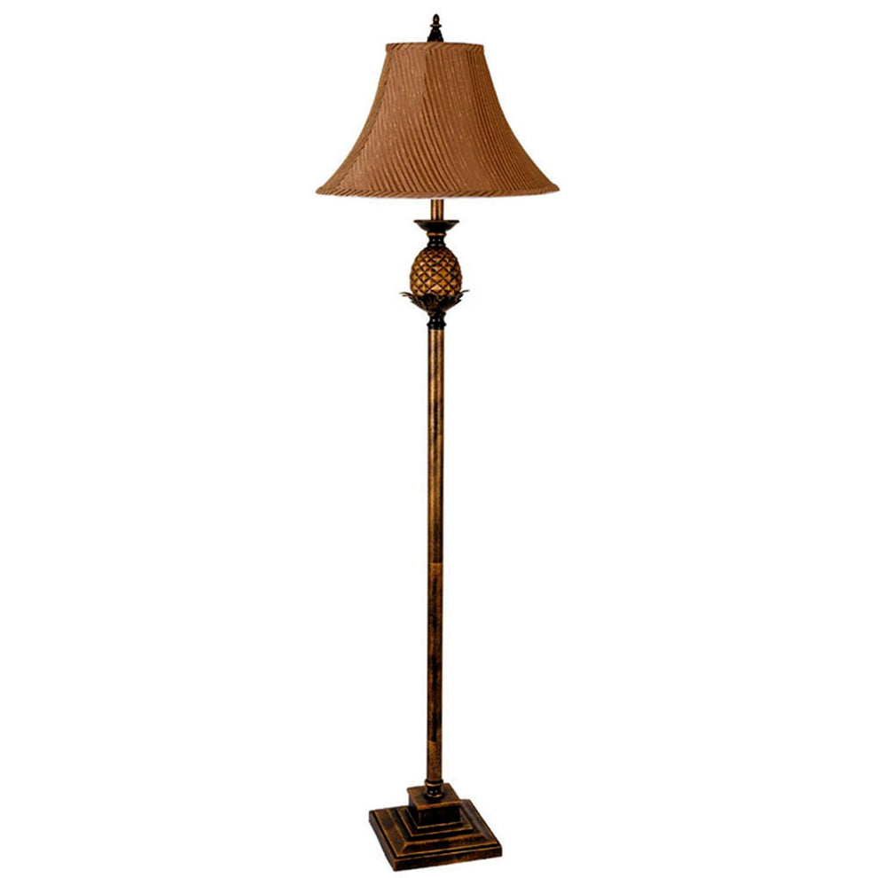 65" Antique Gold And Brown Traditional Pineapple Floor Lamp With Brown Bell Shade By Homeroots | Floor Lamps | Modishstore - 5