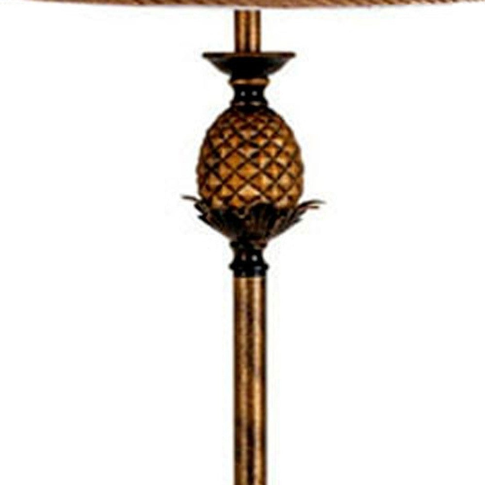 65" Antique Gold And Brown Traditional Pineapple Floor Lamp With Brown Bell Shade By Homeroots | Floor Lamps | Modishstore - 5