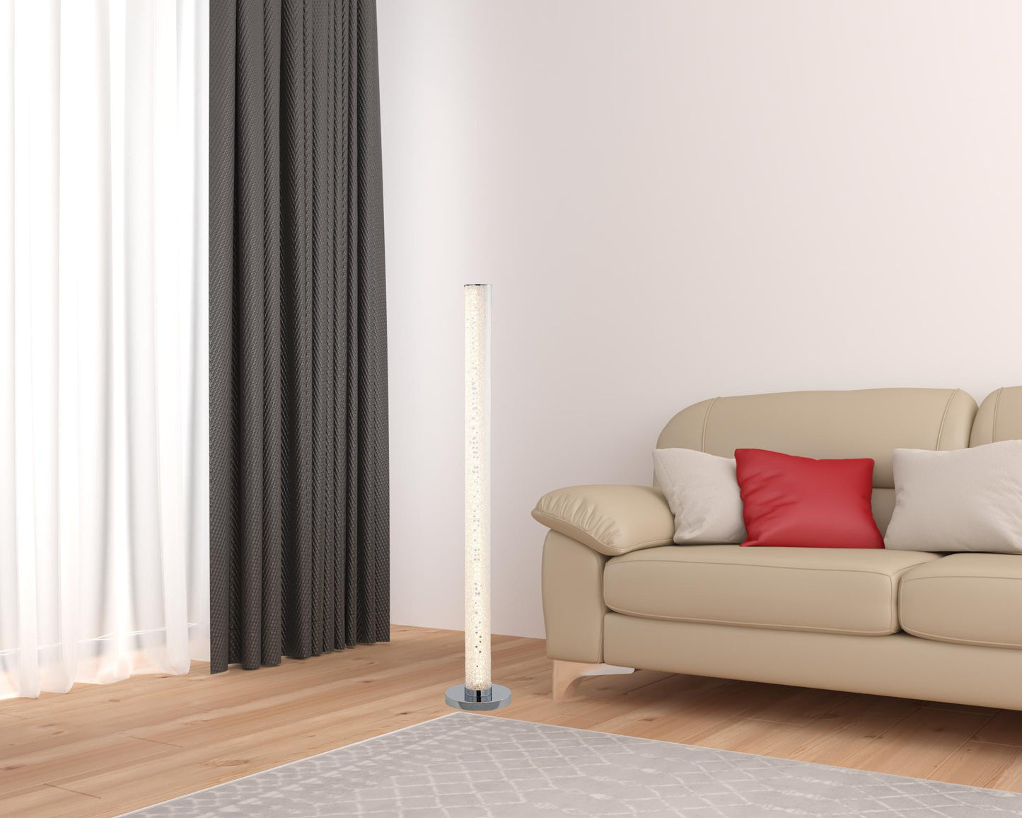 49" White Column Floor Lamp With Clear Drum Shade By Homeroots | Floor Lamps | Modishstore - 6