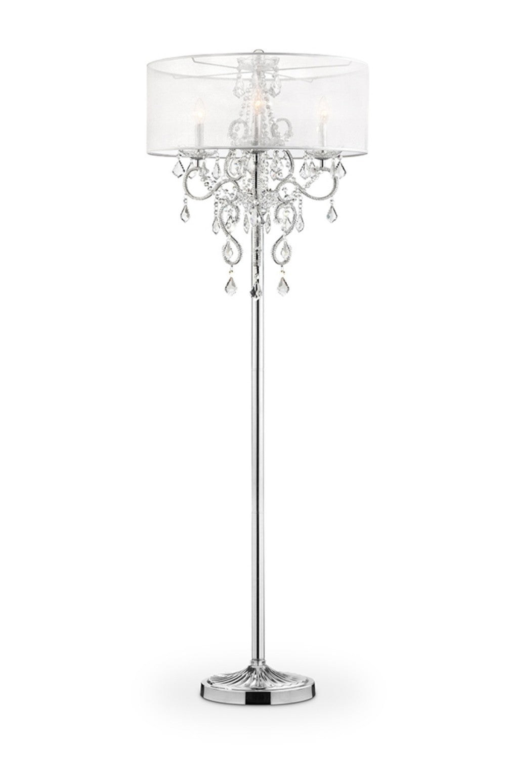Glam Silver Faux Crystal Floor Lamp with See Thru Shade By Homeroots | Floor Lamps | Modishstore