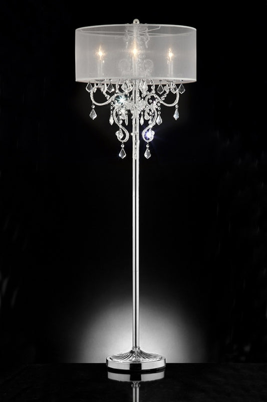 Glam Silver Faux Crystal Floor Lamp with See Thru Shade By Homeroots | Floor Lamps | Modishstore