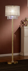 Primo Gold Finish Floor Lamp with Crystal Accents and White Shade By Homeroots