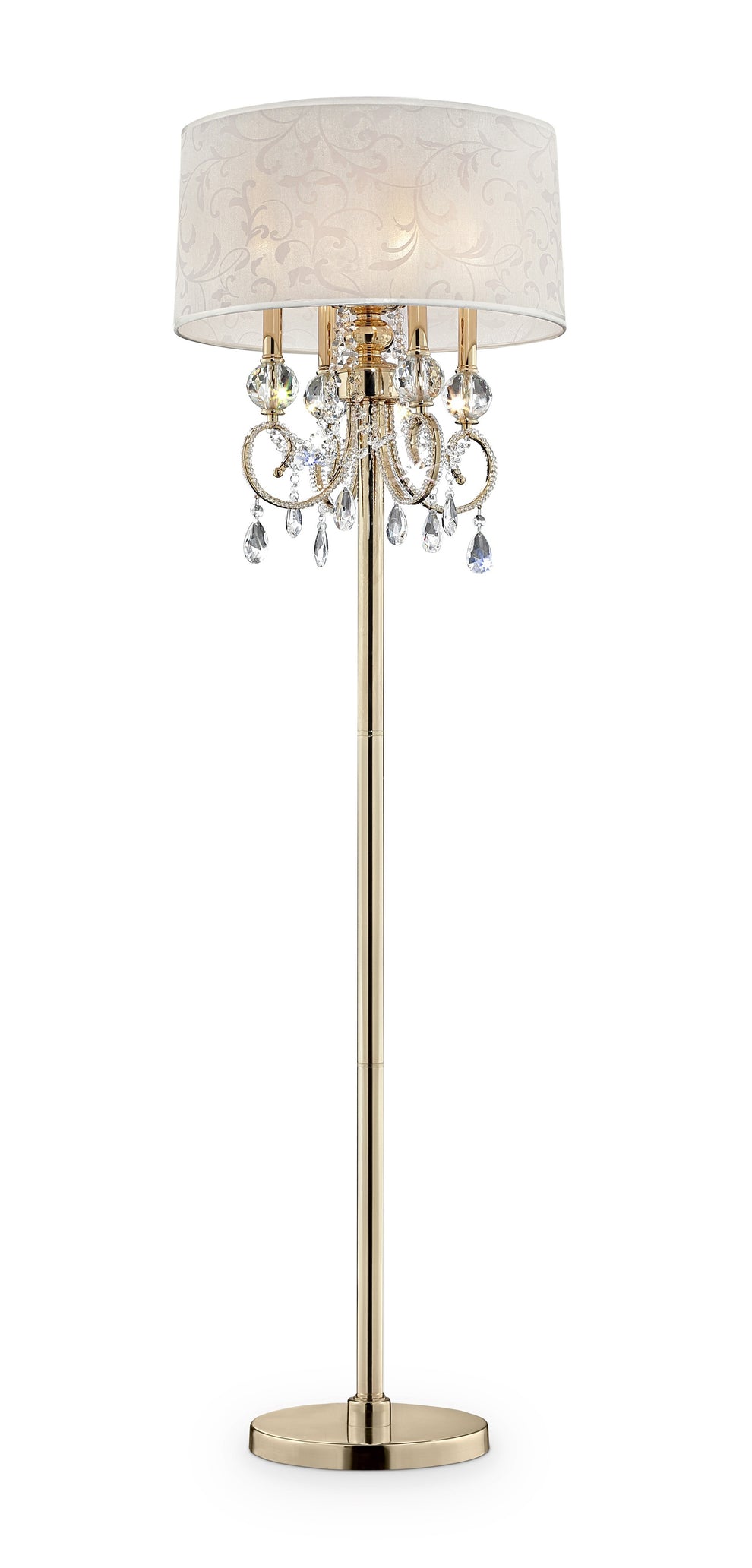 Stunning Brass Gold Finish Floor Lamp with Crystal Accents By Homeroots | Floor Lamps | Modishstore - 2