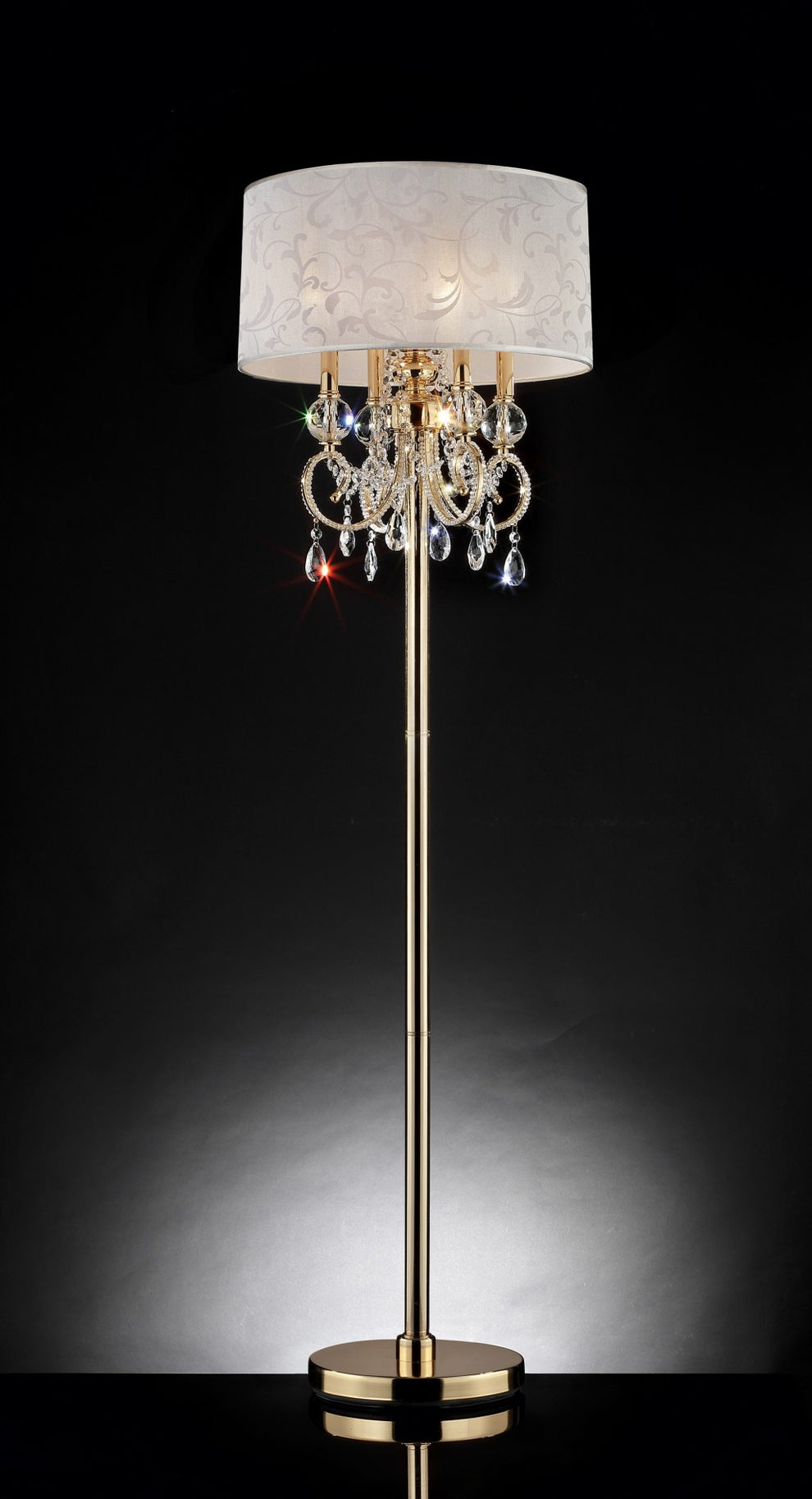Stunning Brass Gold Finish Floor Lamp with Crystal Accents By Homeroots | Floor Lamps | Modishstore - 3