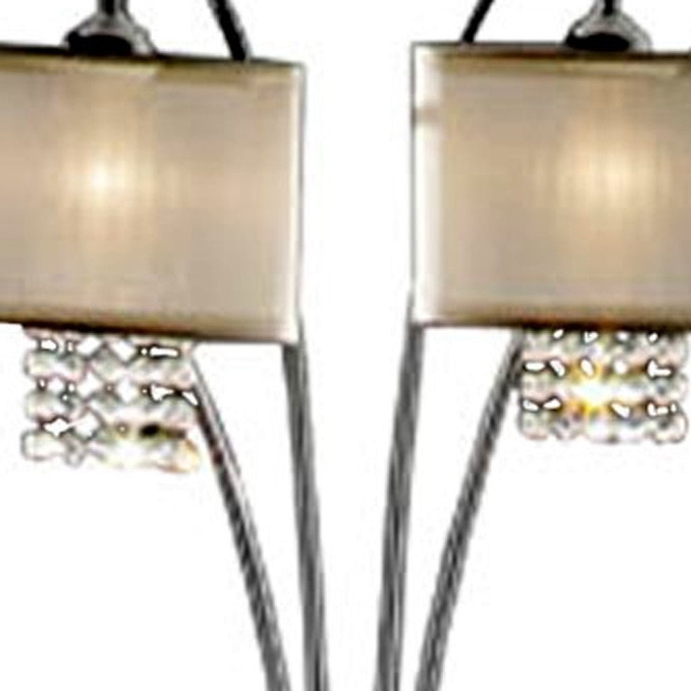 Four Light Floor Lamp with Crystal Accents By Homeroots | Floor Lamps | Modishstore - 4