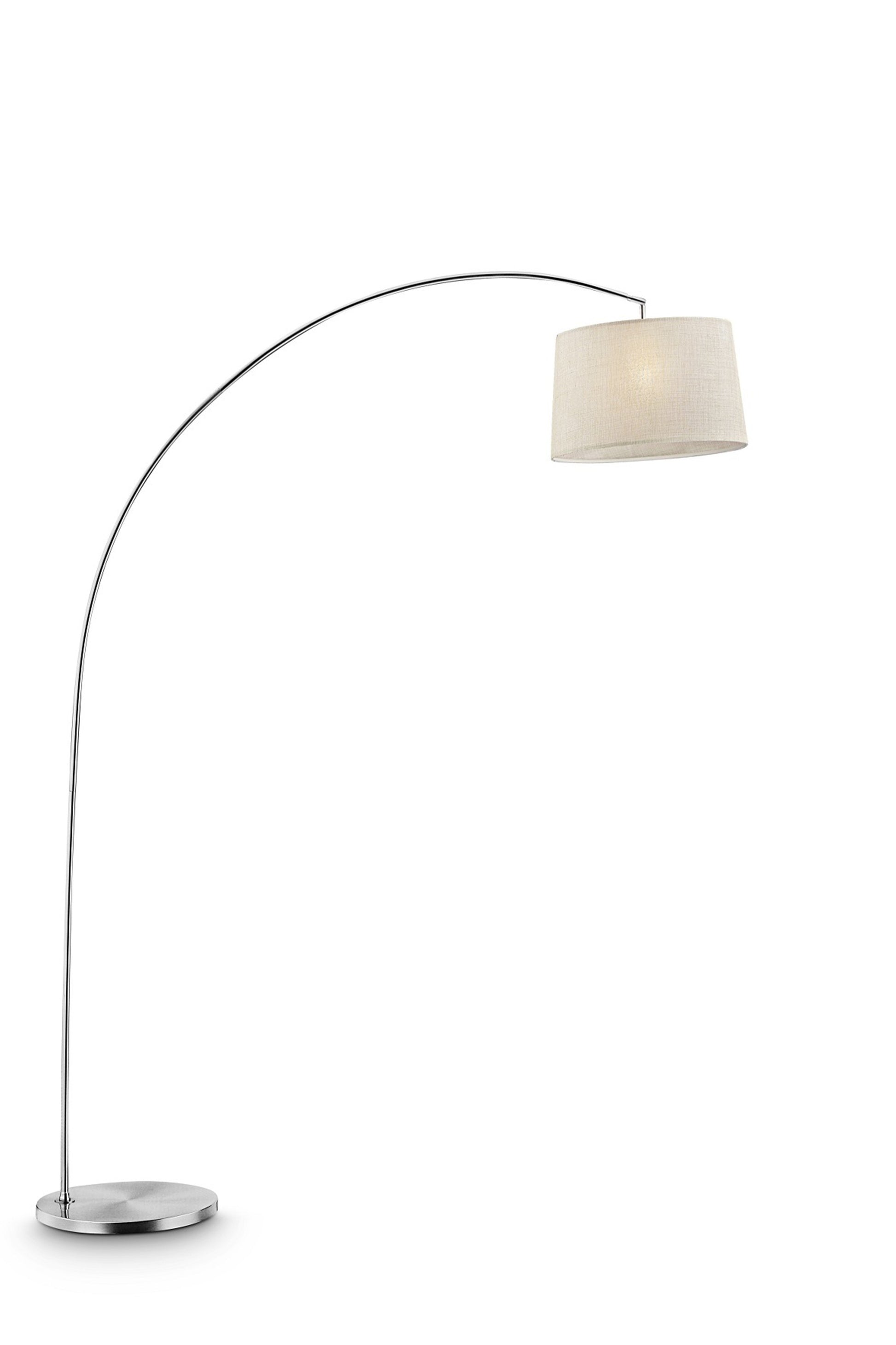 Silver Metal Arch Floor Lamp with Beige Fabric Shade By Homeroots | Floor Lamps | Modishstore