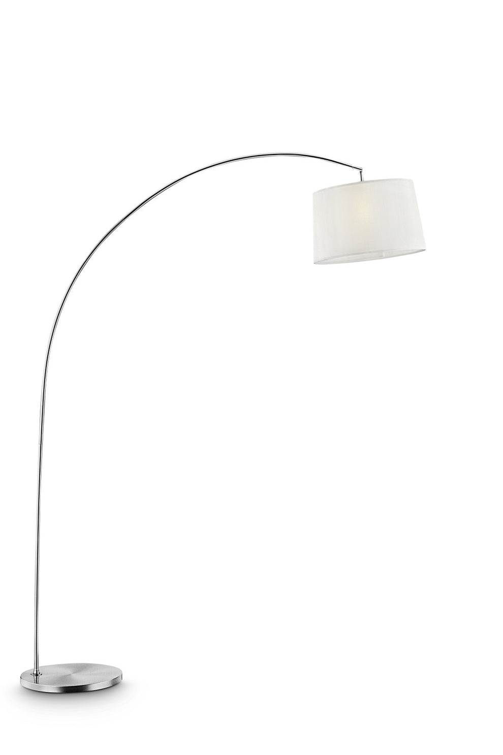 Silver Metal Arch Floor Lamp with White Fabric Shade By Homeroots | Floor Lamps | Modishstore - 2