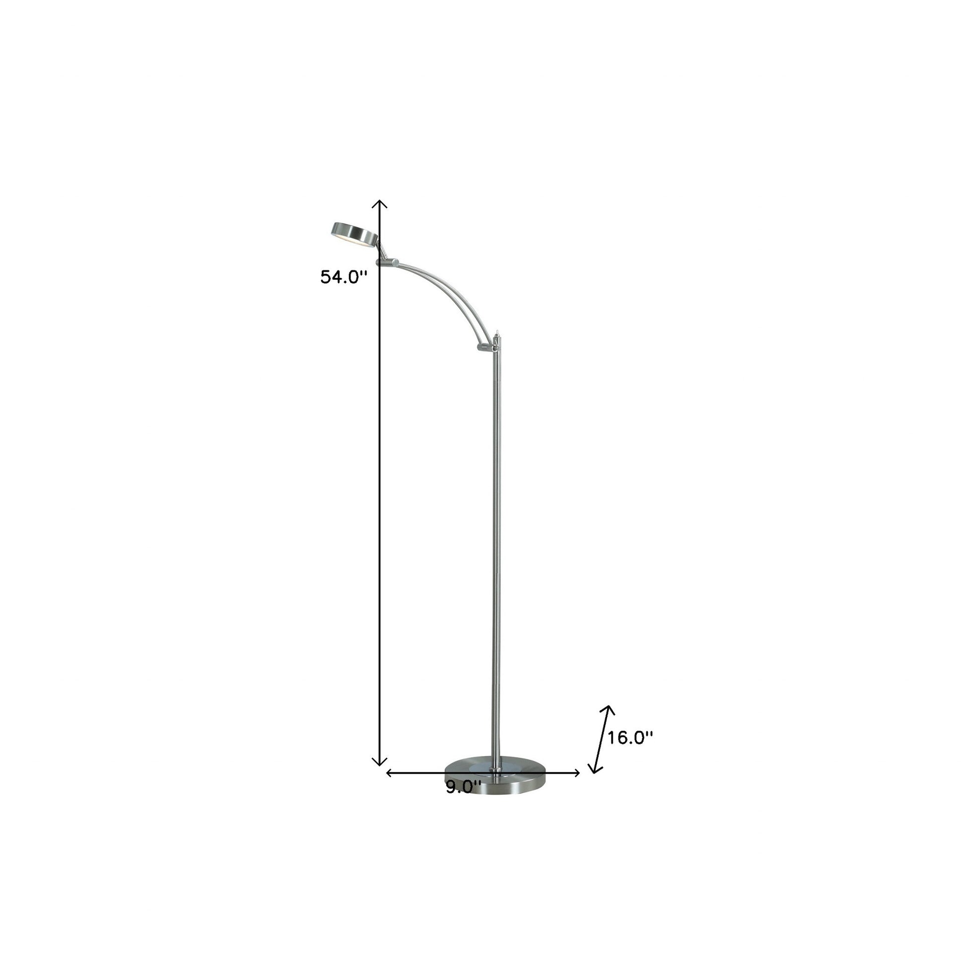 54" Nickel Adjustable LED Task Floor Lamp By Homeroots | Floor Lamps | Modishstore - 5