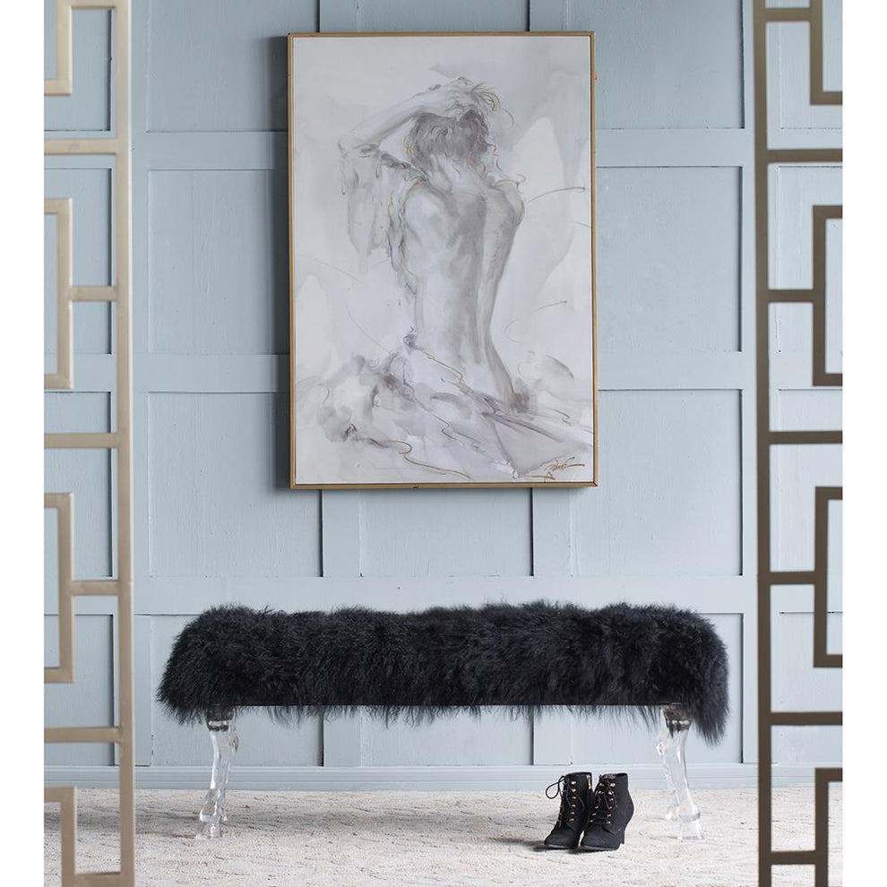 A&B Home Mongolian Fur Bench - 43550 | Benches | Modishstore