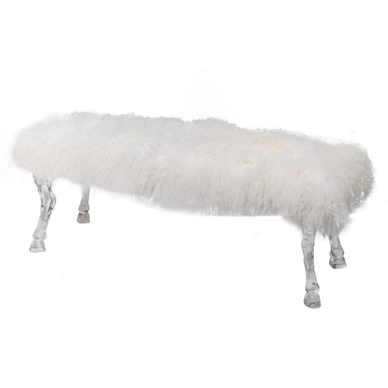 A&B Home Mongolian Fur Bench - 3
