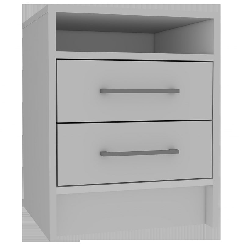 Light Grey Open Compartment Two Drawer Nightstand By Homeroots | Nightstands | Modishstore - 6