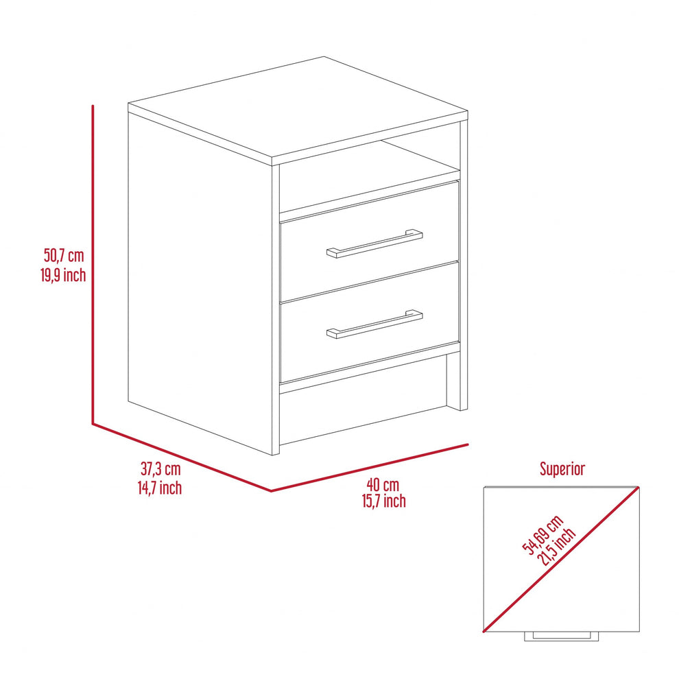 Light Grey Open Compartment Two Drawer Nightstand By Homeroots | Nightstands | Modishstore - 13