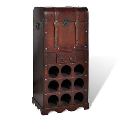 Wooden Wine Rack for 9 Bottles with Storage By vidaXL