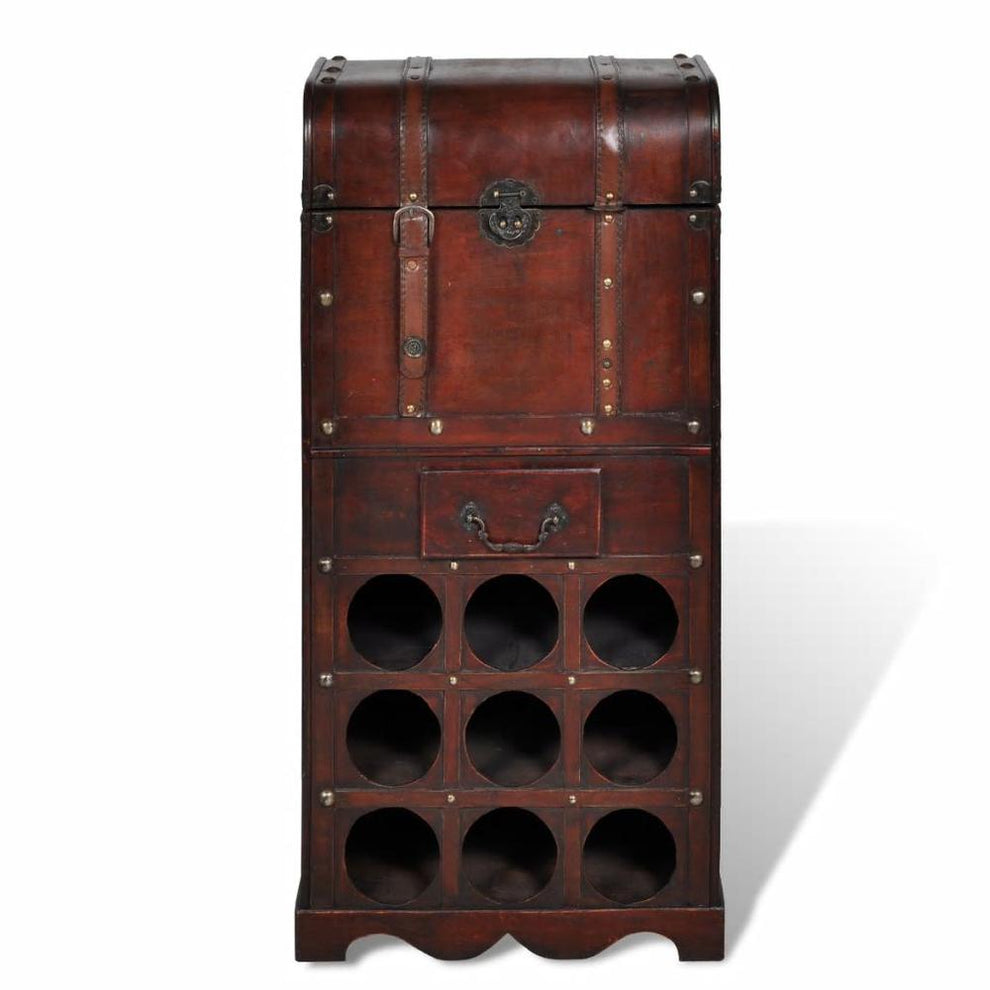 Wooden Wine Rack for 9 Bottles with Storage By vidaXL | Wine Racks | Modishstore - 2