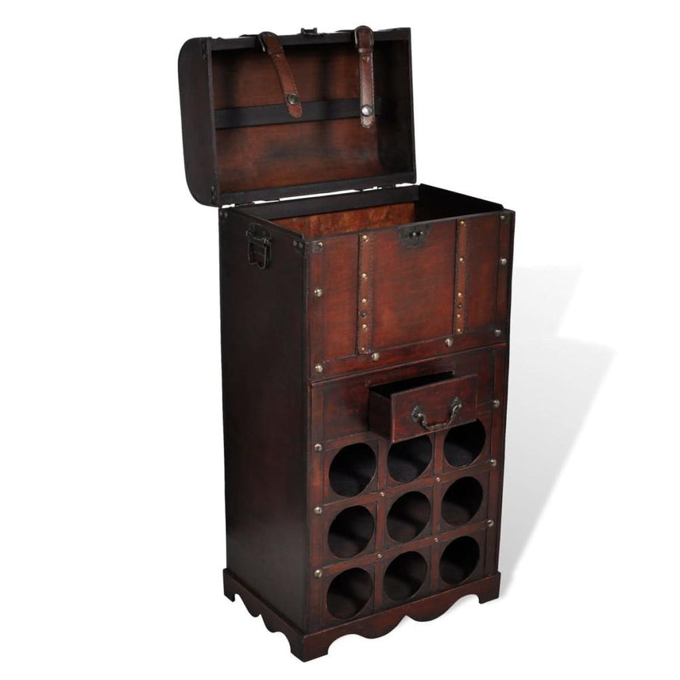 Wooden Wine Rack for 9 Bottles with Storage By vidaXL | Wine Racks | Modishstore - 3