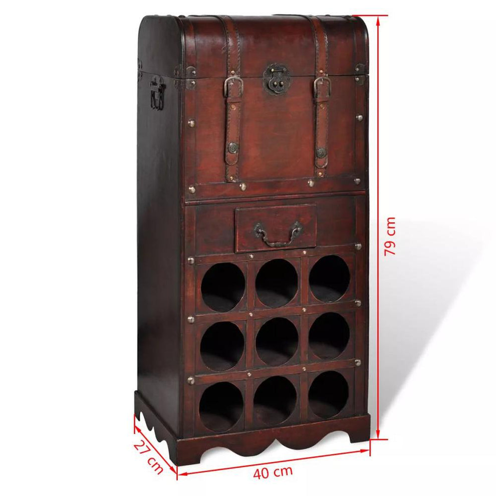 Wooden Wine Rack for 9 Bottles with Storage By vidaXL | Wine Racks | Modishstore - 4