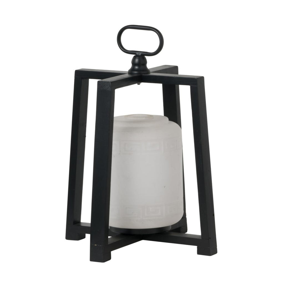 A&B Home Glossy White Lantern With Black Frame | Lanterns | Modishstore - 3