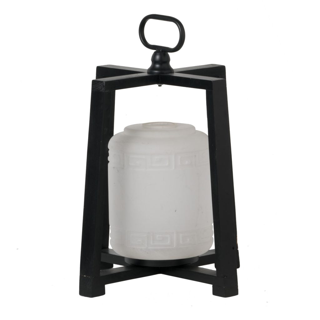 A&B Home Glossy White Lantern With Black Frame | Lanterns | Modishstore