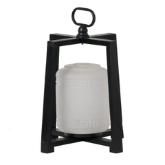 A&B Home Glossy White Lantern With Black Frame