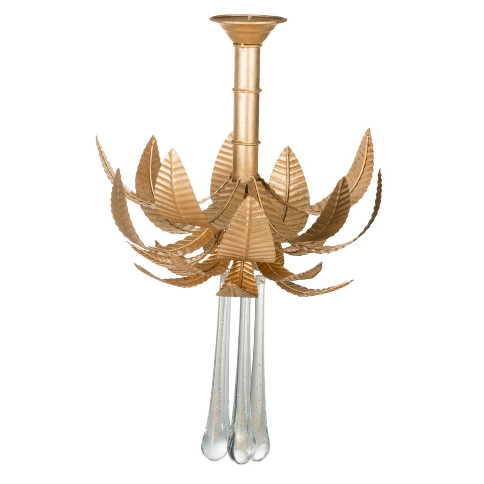 A&B Home Gold Textured Leaves and Glass Chandelier | Chandeliers | Modishstore - 2