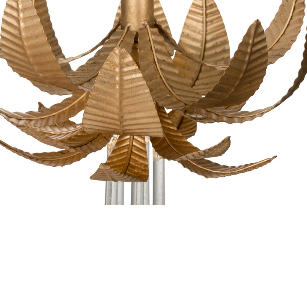 A&B Home Gold Textured Leaves and Glass Chandelier | Chandeliers | Modishstore - 3
