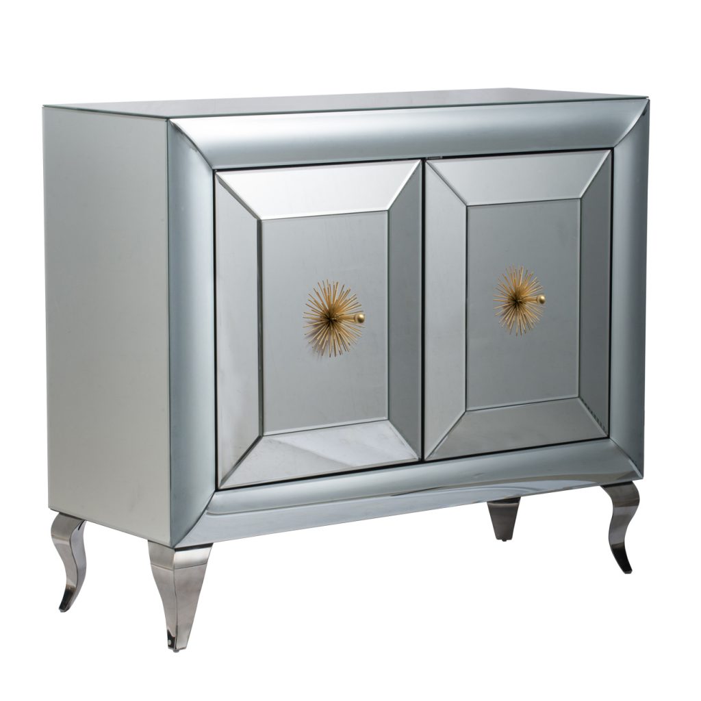 A&B Home Vintage Silver Curved Cabinet | Cabinets | Modishstore