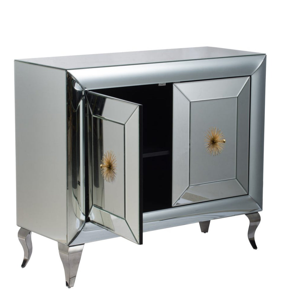 A&B Home Vintage Silver Curved Cabinet | Cabinets | Modishstore - 2