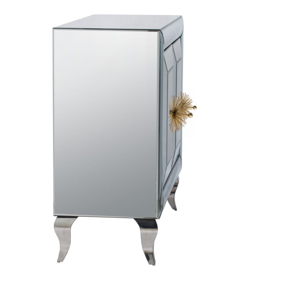 A&B Home Vintage Silver Curved Cabinet | Cabinets | Modishstore - 6