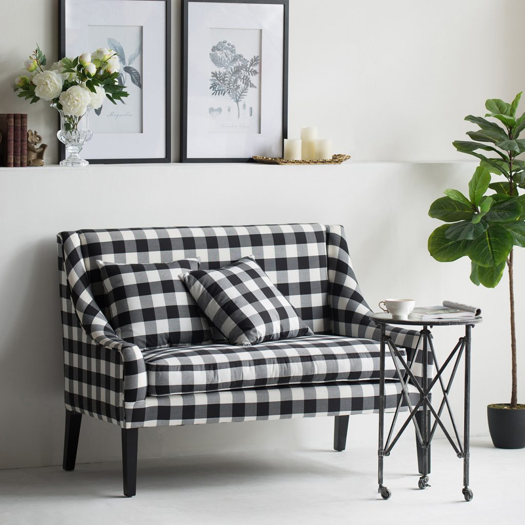A&B Home Classic Gingham Plaid Upholstery Settee | Sofas | Modishstore - 6