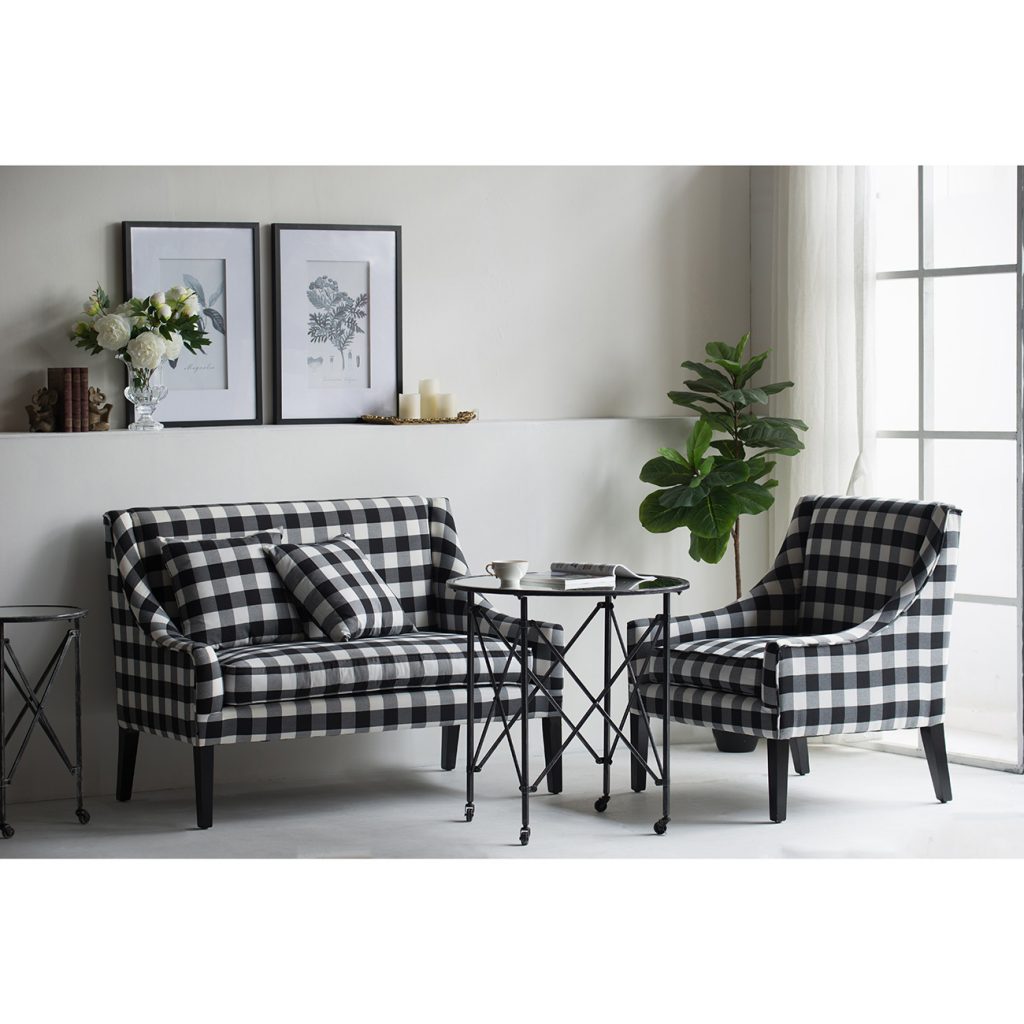A&B Home Classic Gingham Plaid Upholstery Settee | Sofas | Modishstore - 7