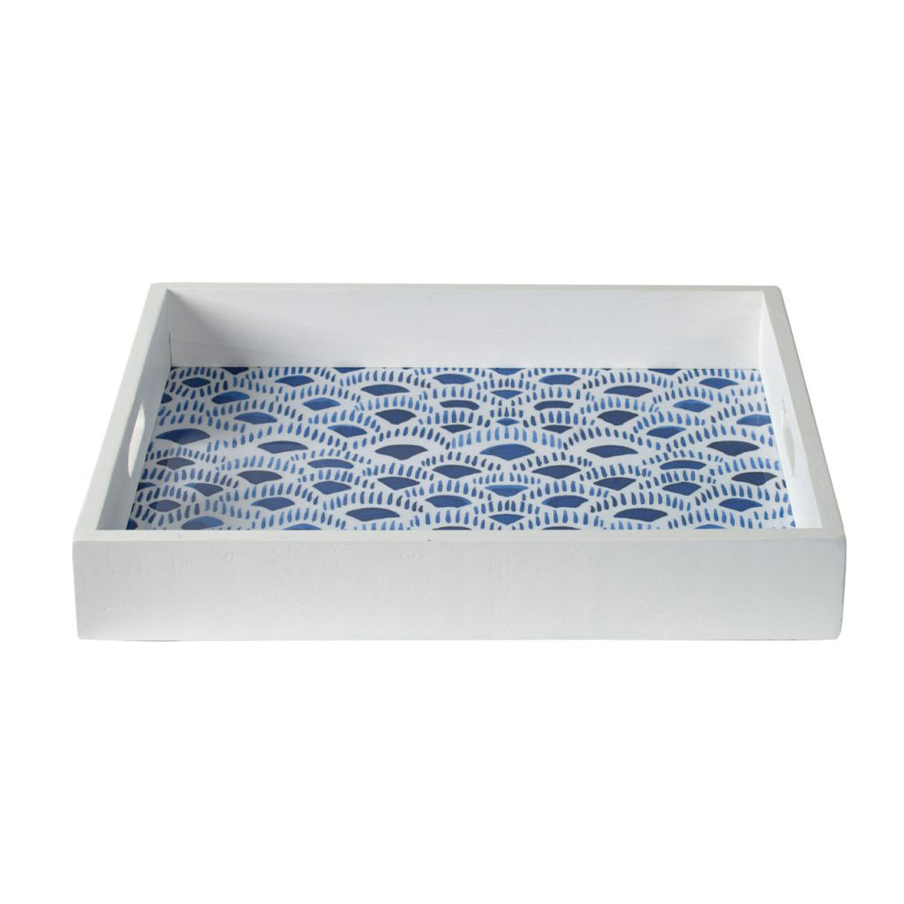 A&B Home Bold Indigo and White Decorative Tray | Trays | Modishstore - 2