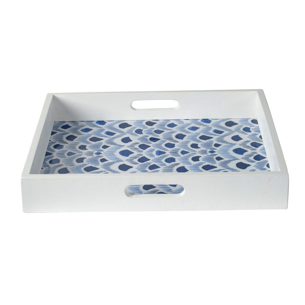 A&B Home Bold Indigo and White Decorative Tray | Trays | Modishstore - 3