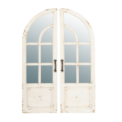 A&B Home Creamy Antique Mirror Set of 2