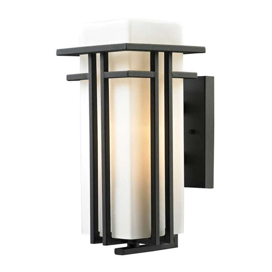 Croftwell 1-Light Outdoor Wall Lamp in Textured Matte Black | Sconces | Modishstore
