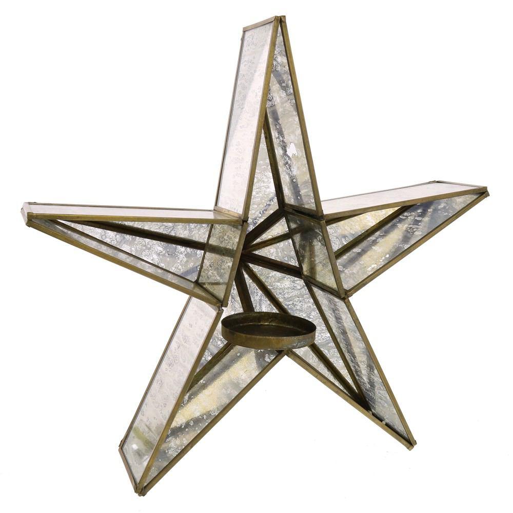 HomArt Glass Star Candle Holder - Mirrored - Brass-8