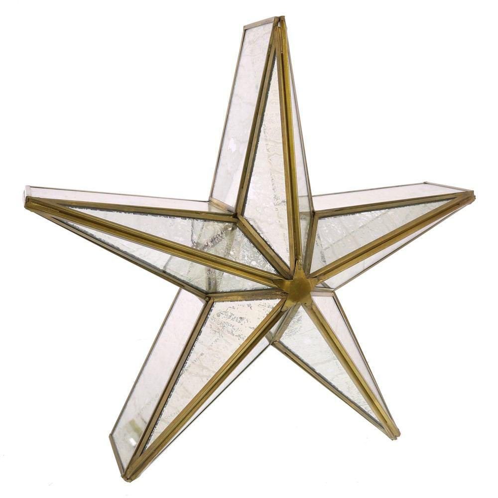 HomArt Glass Star Candle Holder - Mirrored - Brass - Med-4