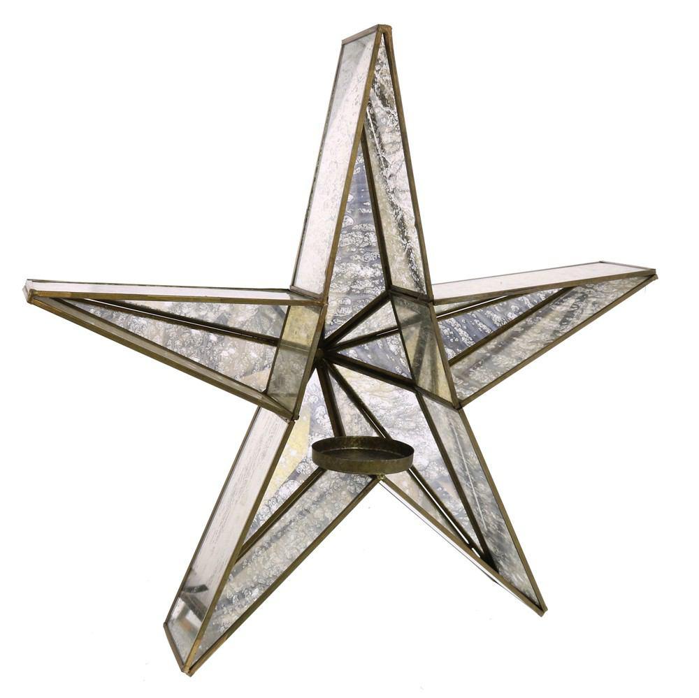 HomArt Glass Star Candle Holder - Mirrored - Brass-10