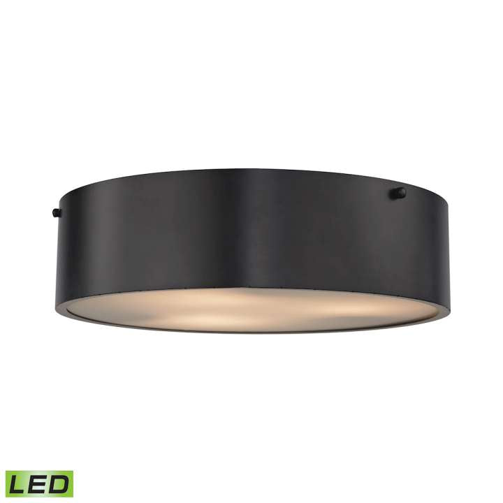 Clayton 3-Light Flush Mount in Oiled Bronze with Black Shade - Includes LED Bulbs | Ceiling Lamps | Modishstore
