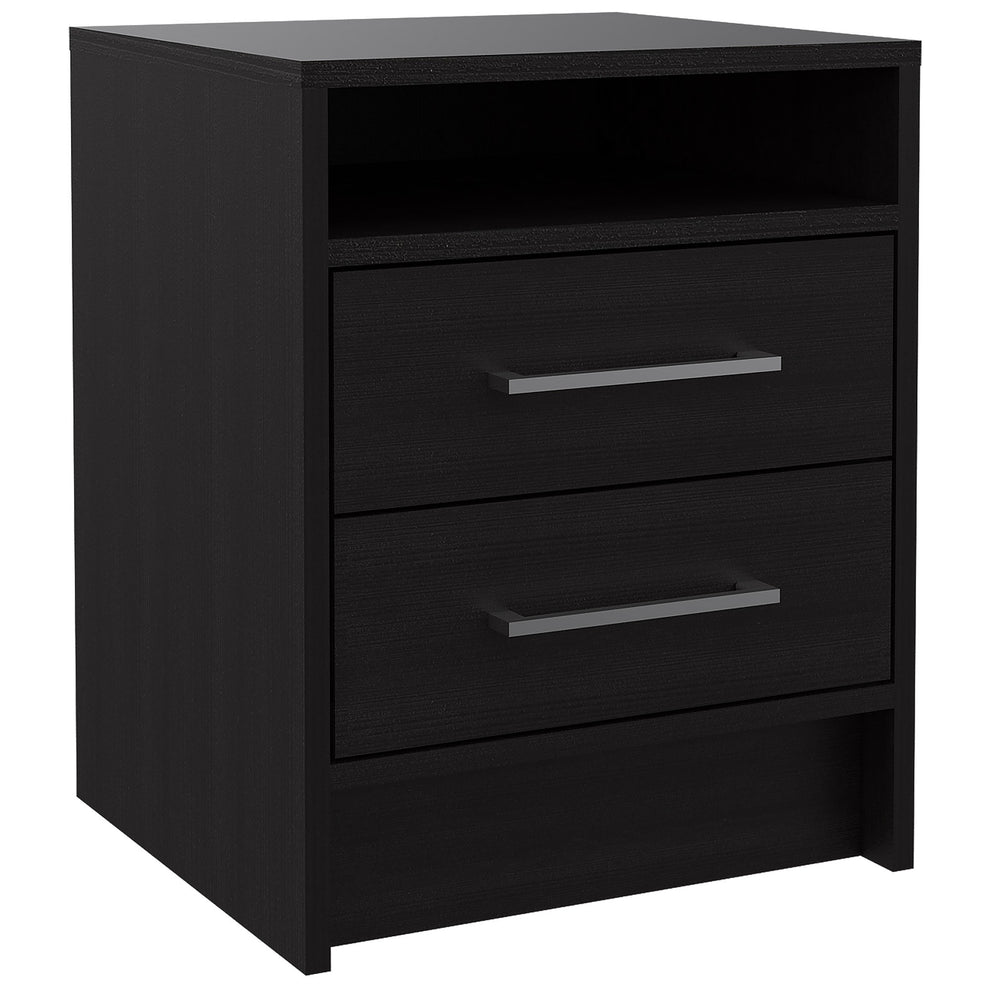 Light Grey Open Compartment Two Drawer Nightstand By Homeroots | Nightstands | Modishstore - 14
