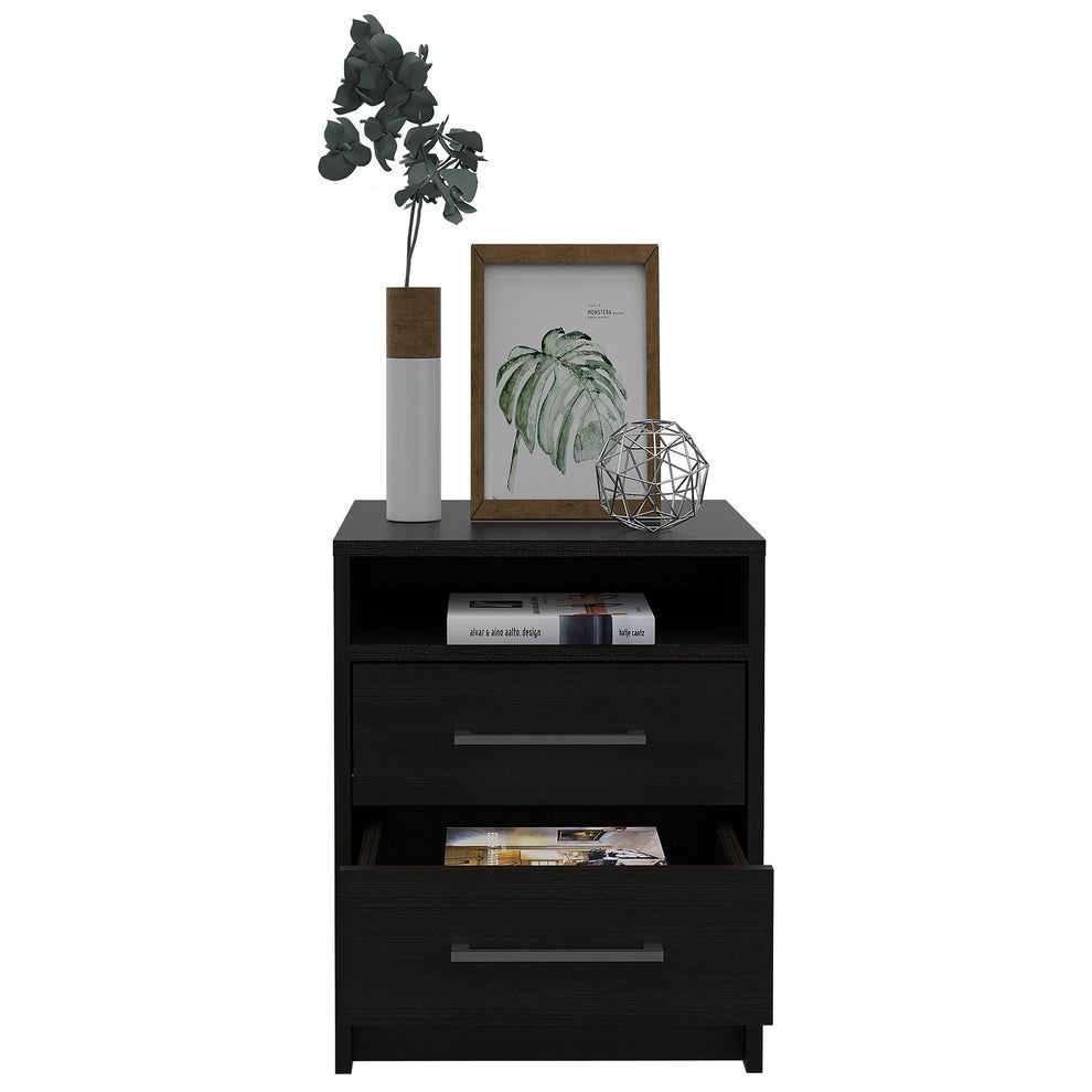 Light Grey Open Compartment Two Drawer Nightstand By Homeroots | Nightstands | Modishstore - 16