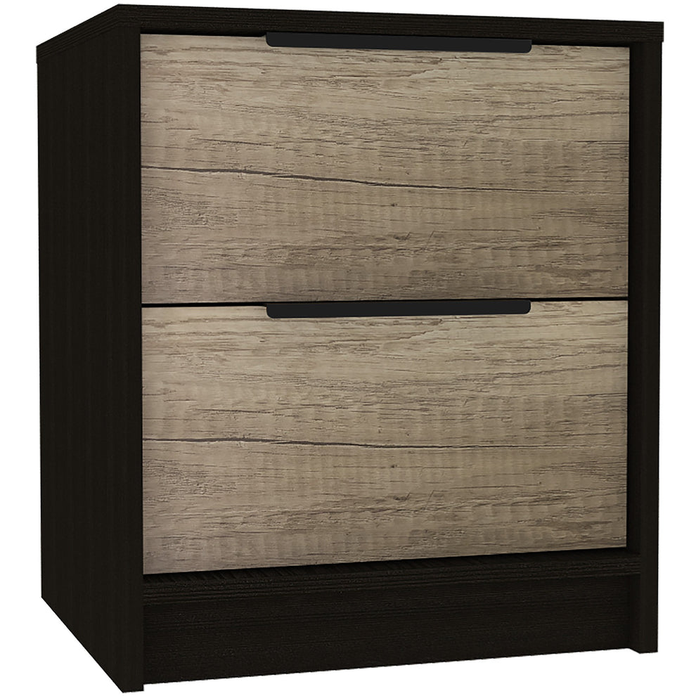 Black Open Compartment Two Drawer Nightstand By Homeroots | Nightstands | Modishstore - 2