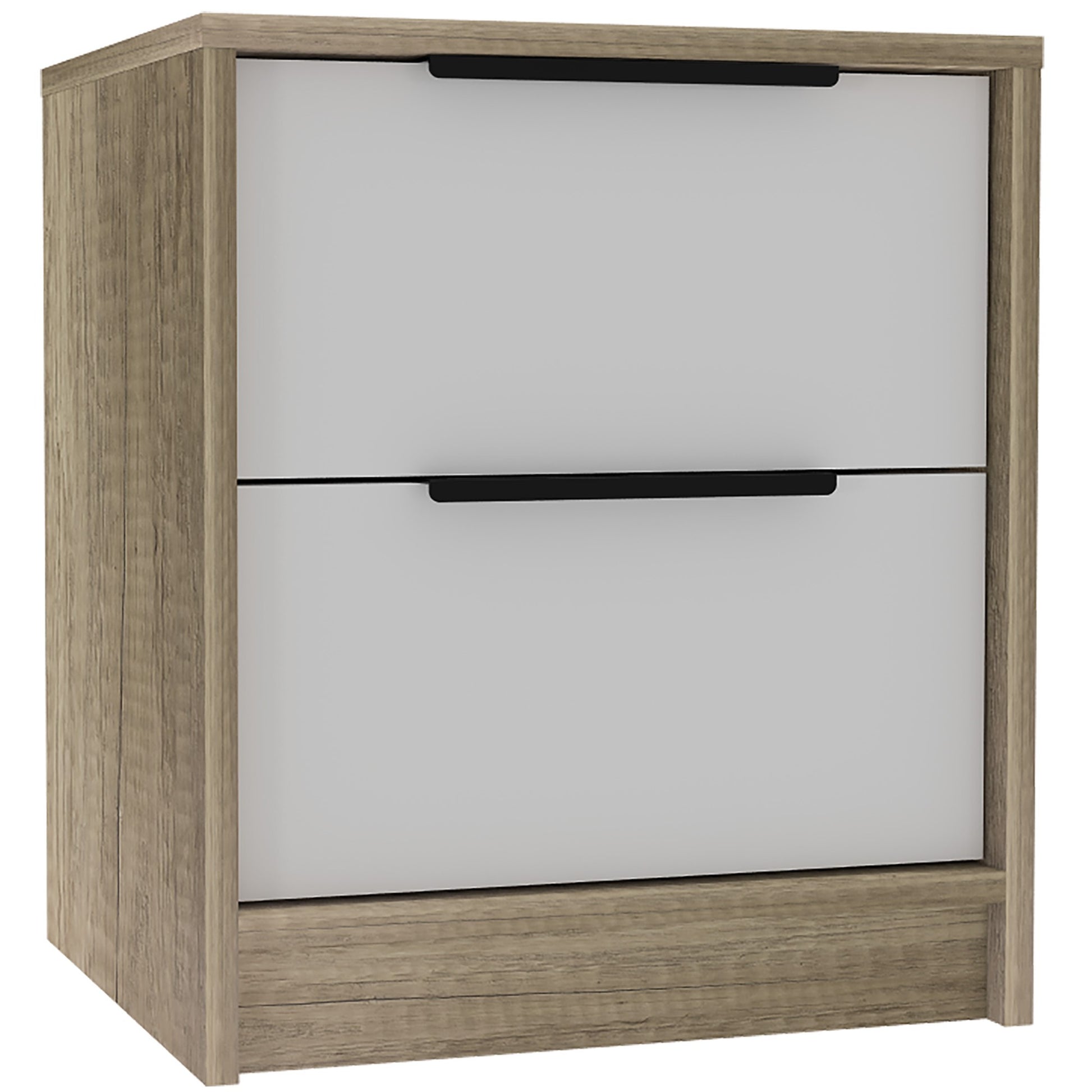 Mod Light Oak And White Two Drawer Nightstand By Homeroots | Nightstands | Modishstore