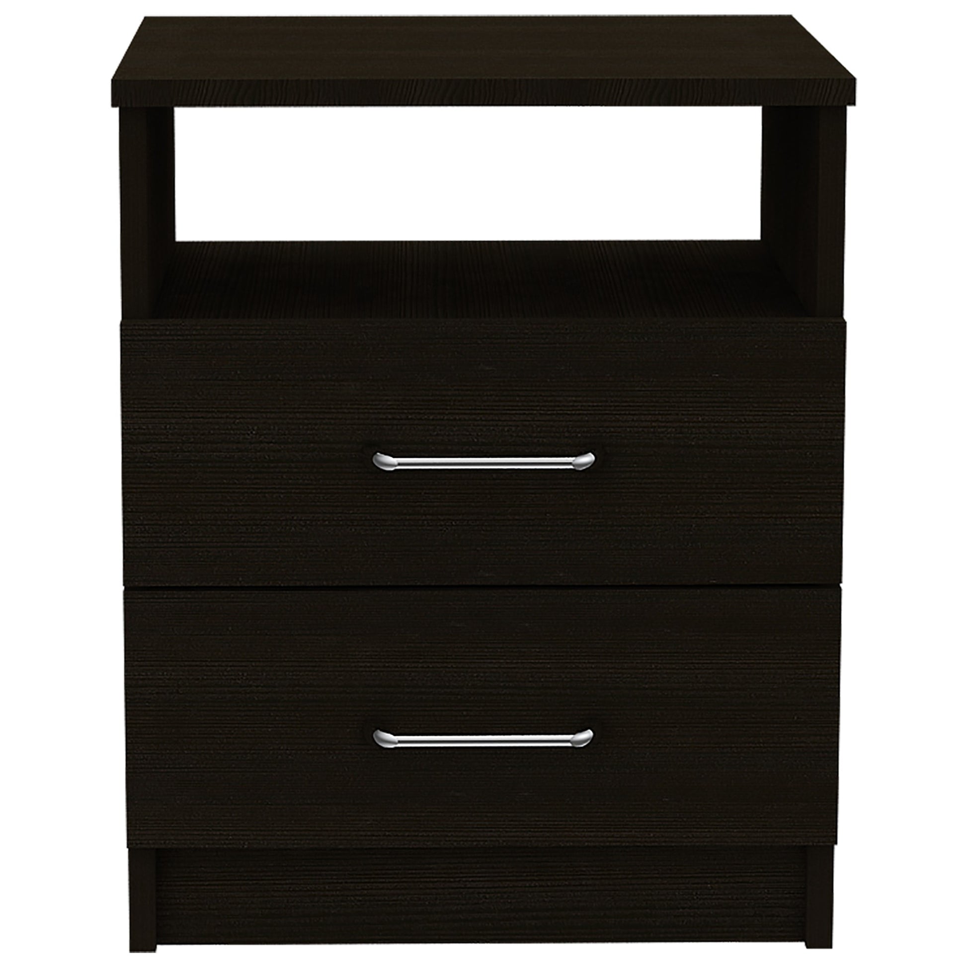 Brown Open Compartment Two Drawer Nightstand By Homeroots | Nightstands | Modishstore - 4