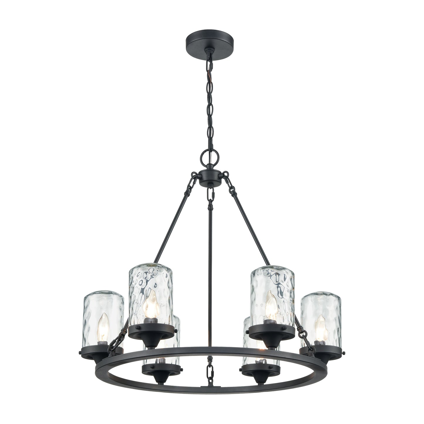 Torch 6-Light Outdoor Chandelier in Charcoal with Water Glass by ELK Lighting | Modishstore | Chandeliers