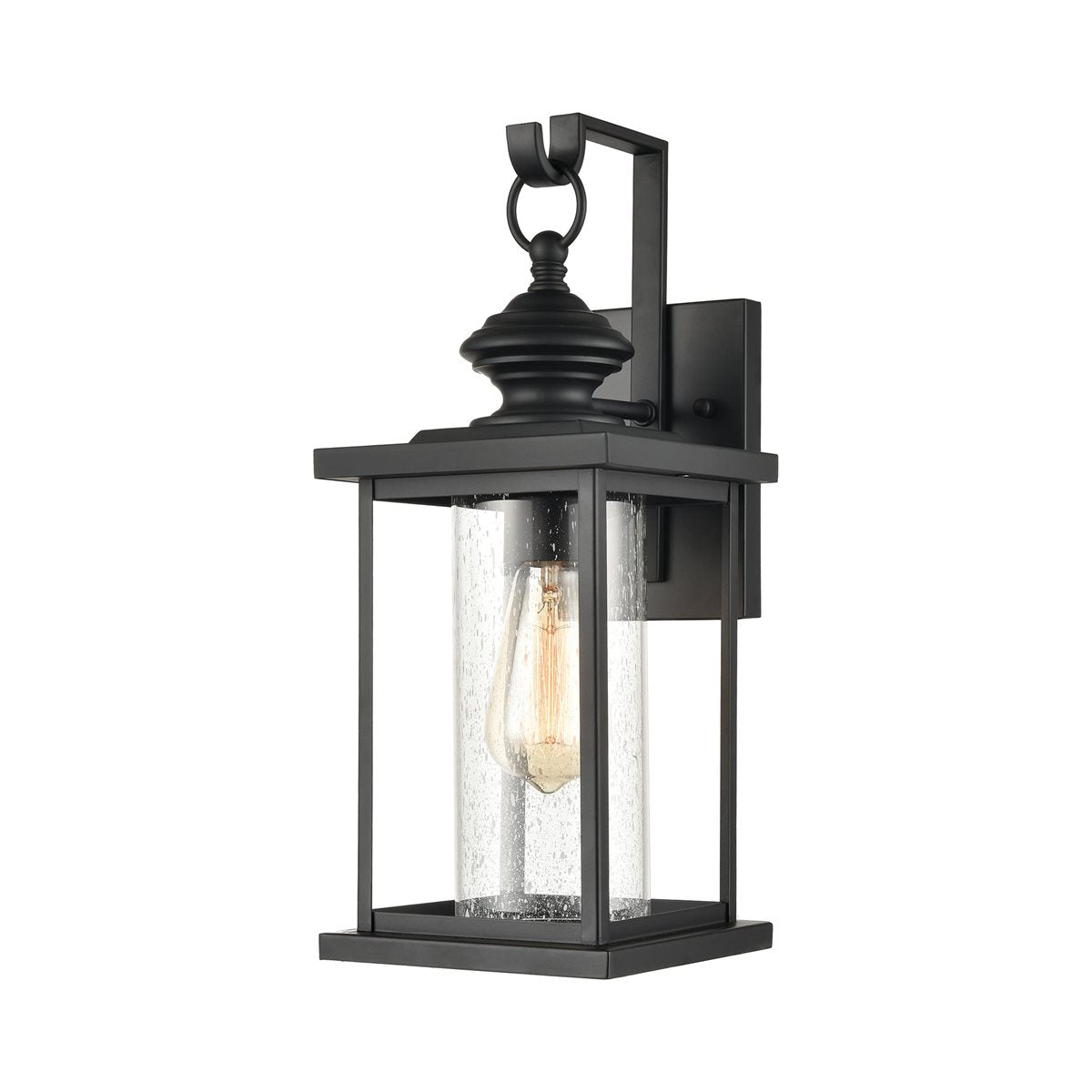 Minersville 1-Light Outdoor Wall Lamps in Matte Black with Antique Speckled Glass by ELK Lighting-2