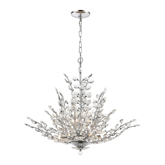 Crystique 9-Light Chandelier in Polished Chrome with Clear Crystal ELK Lighting | Chandeliers | Modishstore
