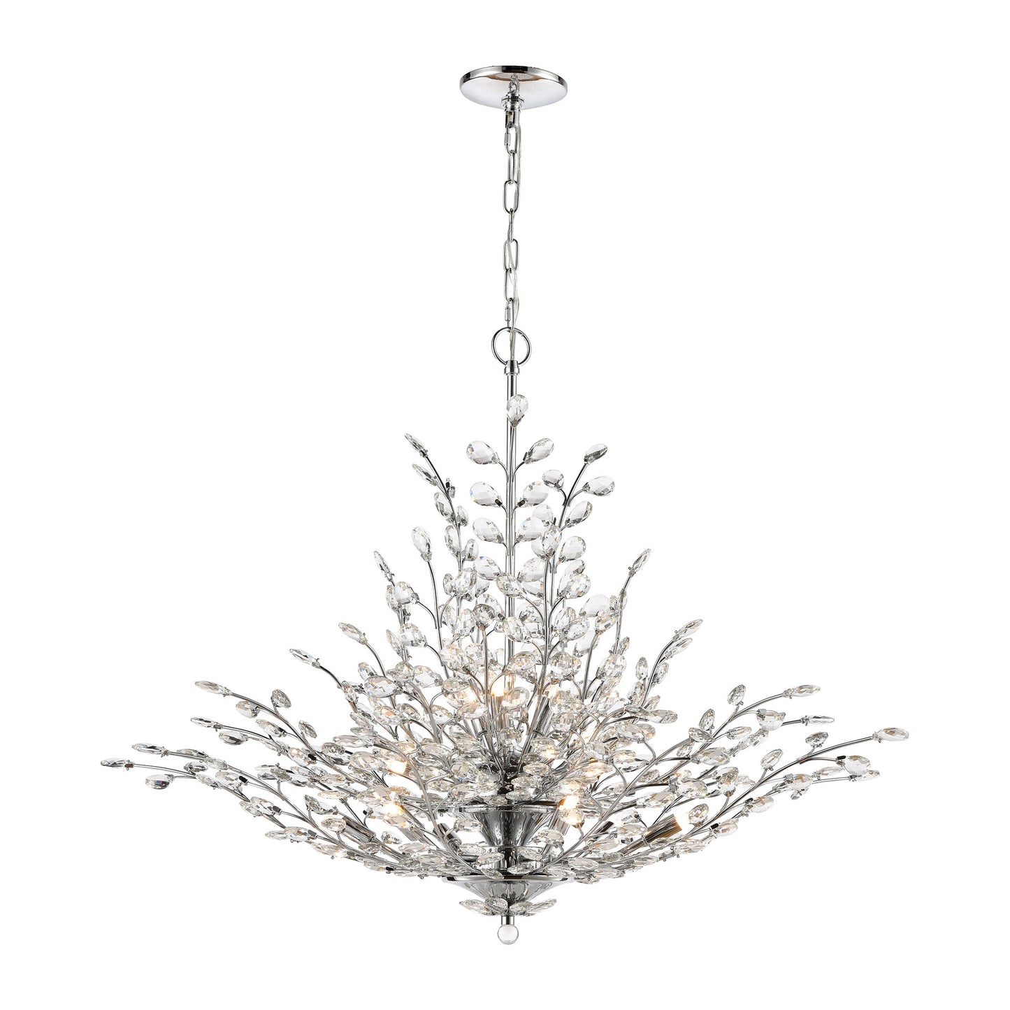 Crystique 12-Light Chandelier in Polished Chrome with Clear Crystal ELK Lighting | Chandeliers | Modishstore