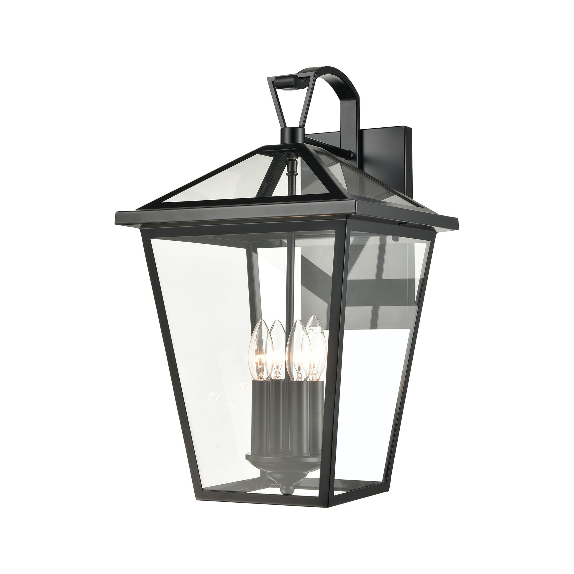 Main Street 4-Light Outdoor Wall Lamps in Black with Clear Glass Enclosure by ELK Lighting | Modishstore | Wall Lamps
