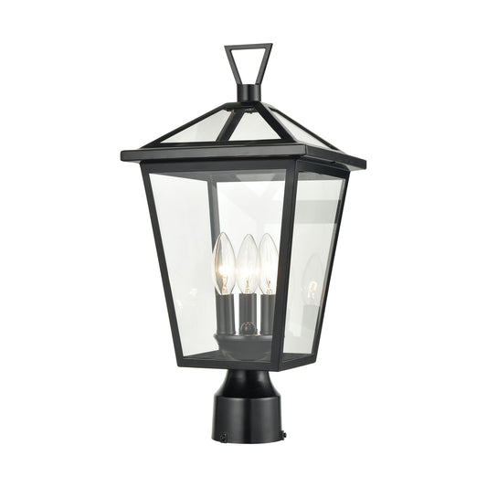 Main Street Outdoor Post Mount in Black with Clear Glass Enclosure by ELK Lighting | Modishstore | Outdoor Lights