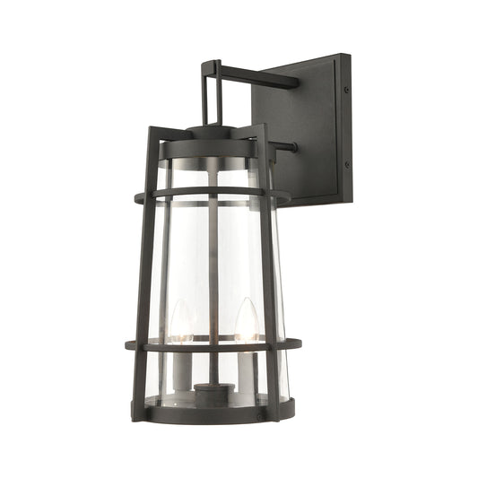 Crofton 2-Light Outdoor Wall Lamps in Charcoal with Clear Glass by ELK Lighting | Modishstore | Wall Lamps